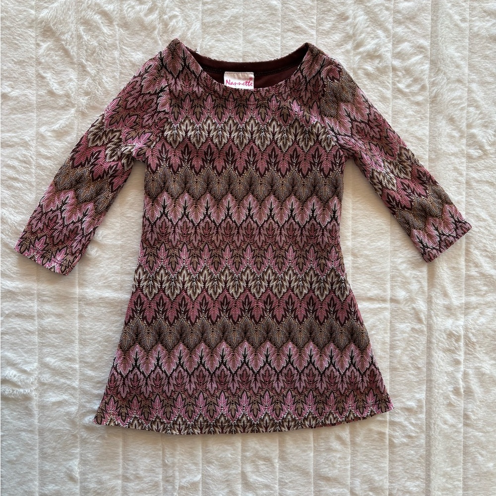 Nannette Pink and Brown Textured Dress